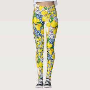 Legging Lemon Português Azulejo Mediterrâneo Santorini