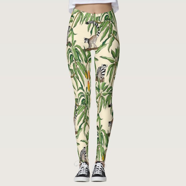 Legging lêmures e ramos, manga, sem soldadura (Frente)