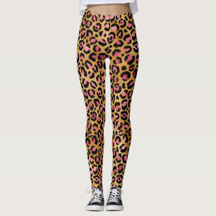 Legging Leopard Animal Print rosa e Dourada, Presente Leop