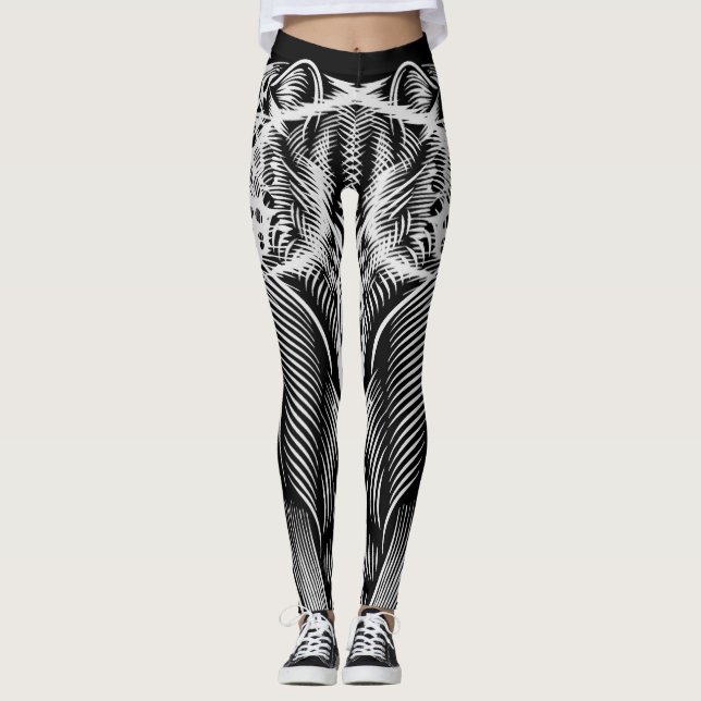 Legging Leopard Line Flow – Artístico Preto e Branco (Frente)