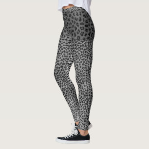 Legging Leopardo animal exótico cinzento branco preto da