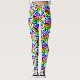 Legging Leopardo Arco-Íris Retro dos Anos 80
