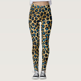 Legging Leopardo Azul e Dourado