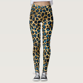 Legging Leopardo Azul e Dourado