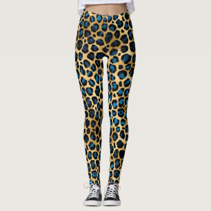 Legging Leopardo Azul e Dourado