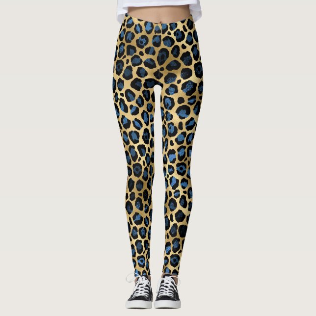 Legging Leopardo Azul e Dourado (Frente)