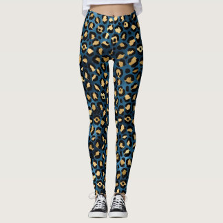 Legging Leopardo Azul e Dourado