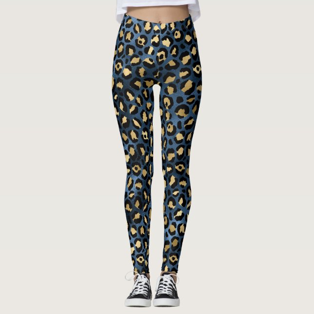 Legging Leopardo Azul e Dourado (Frente)