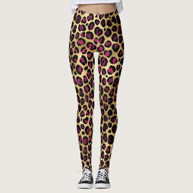 Legging Leopardo Burgundy Dourado (Frente)