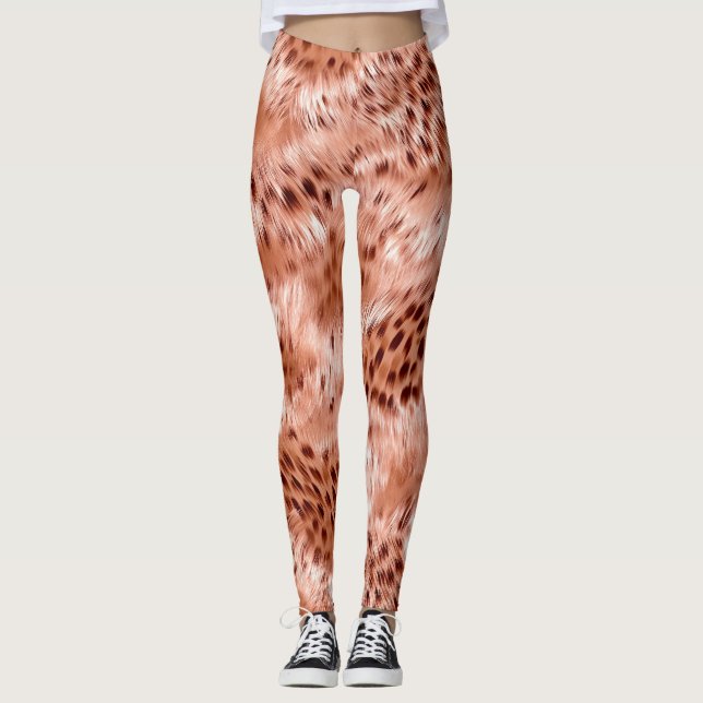 Legging Leopardo Cor-de-Rosa rosa Dourado (Frente)