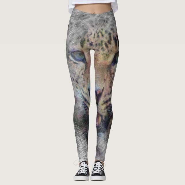 Legging leopardo de animais artísticos (Frente)