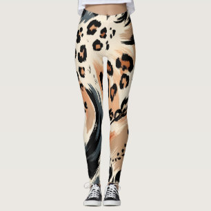 Legging Leopardo de impressão animal exótica pintado com a