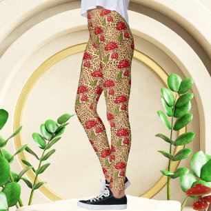 Legging Leopardo de luxo com Impressão de cogumelos