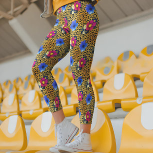 Legging Leopardo de luxo com Impressão de flores
