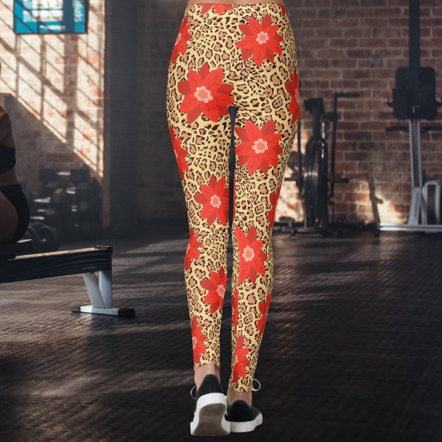 Legging Leopardo de luxo exótico com Impressão de flor ver (Criador carregado)