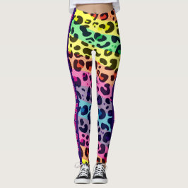 Legging Leopardo-do-arco-íris vibrante do Vegan