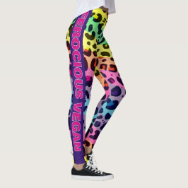 Legging Leopardo-do-arco-íris vibrante do Vegan