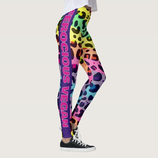 Legging Leopardo-do-arco-íris vibrante do Vegan (Direita)