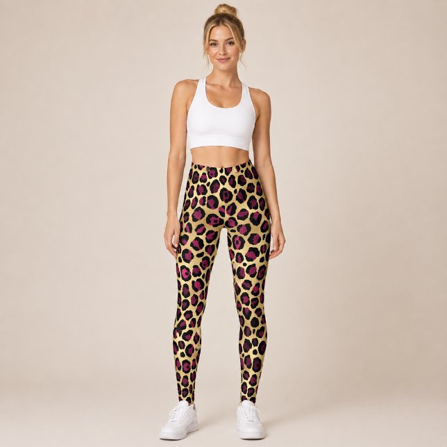 Legging Leopardo Dourado Borgonha (Criador carregado)