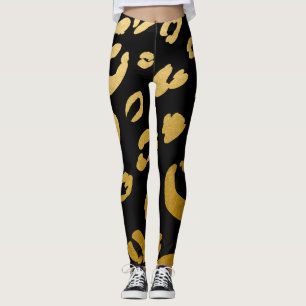 Legging Leopardo Dourado Chita Impressão Animal Selvagem C