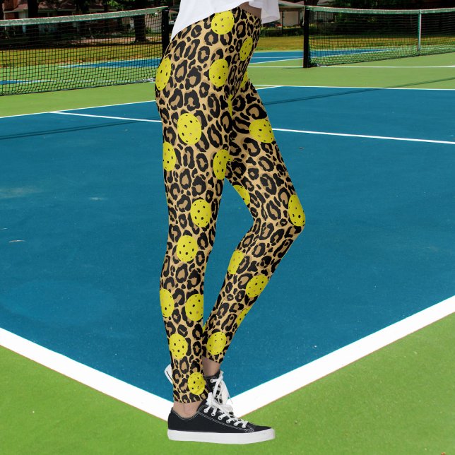 Legging Leopardo Exótico Impressão Amarelo Pickball (Criador carregado)