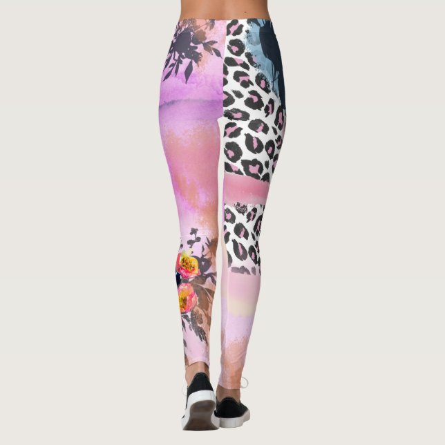Legging Leopardo Funky e caneleiras florais (Verso)
