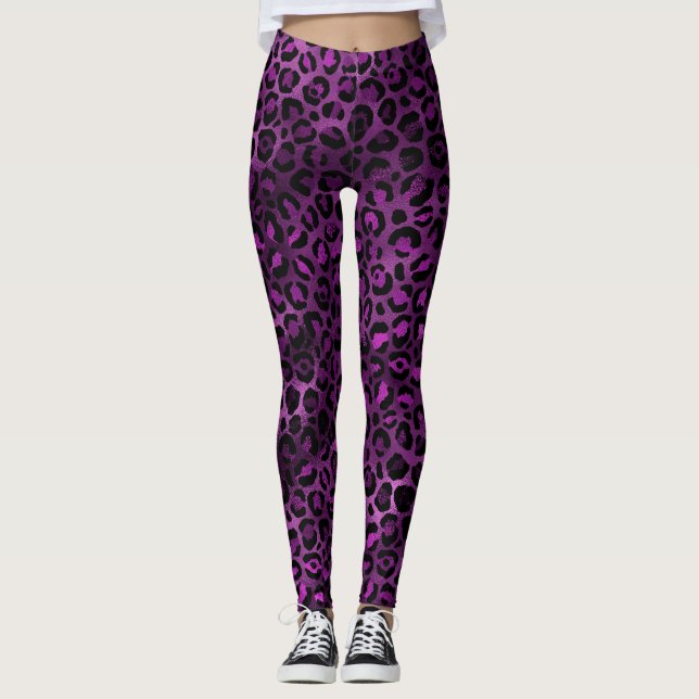 Legging Leopardo roxo e Dourado Design 3 (Frente)