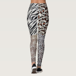 Legging Leopardo-Zebra Mista Único Impressão Animal Mulher