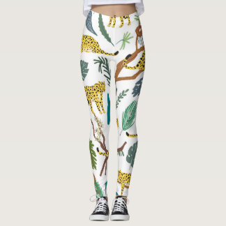Legging Leopardos na selva, traçados à mão.