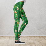 Legging Leprachaun Bebendo Beer Engraçado<br><div class="desc">Você se diverte com a Rua. Dia de Patrick enquanto veste essas leggings festivas com uma engraçada cerveja de bebendo Leprachaun contra um fundo de xadrez verde.</div>