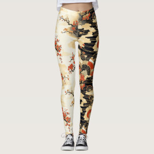 Legging Leque de Flor de Cerejeira Japonesa Padrão (3)