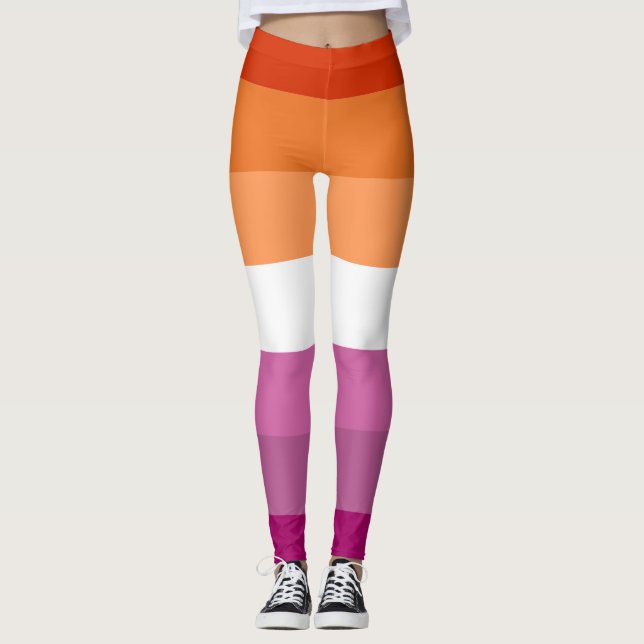 Legging Lésbica Laranja Cor-de-Rosa, Fúchsia Branca, LGBT (Frente)
