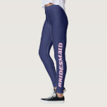 Legging Letra Azul de Festa de solteira de Esquadrão Bride<br><div class="desc">Um presente divertido para toda a festa noiva vestir à festa de solteira e muito mais. Tanto o texto quanto a cor do plano de fundo podem ser alterados.</div>
