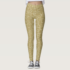 Legging Letras elegantes bege e branco