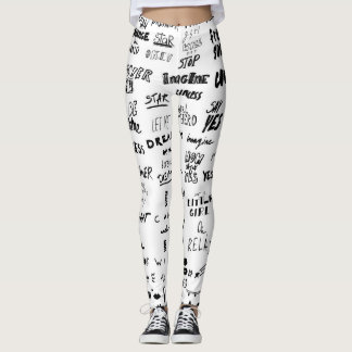 Legging Letras feitas à mão, coleção de rabiscos de tipogr