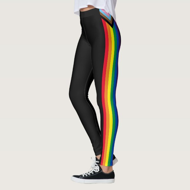 Legging Lgbtq orgulho gay do arco-íris inclusivo preto (Esquerda)