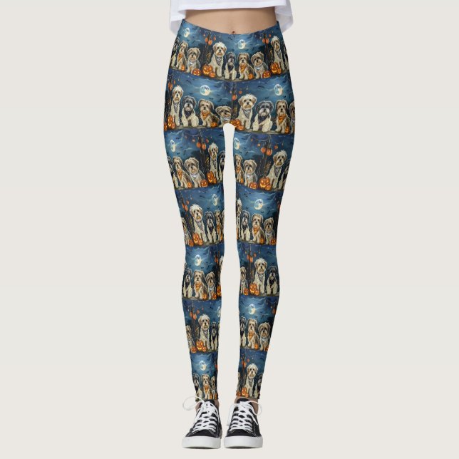 Legging Lhasa Apso Halloween Assustador  (Frente)