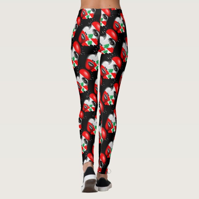 Legging Líbano Flag e Map no rosto da menina (Verso)