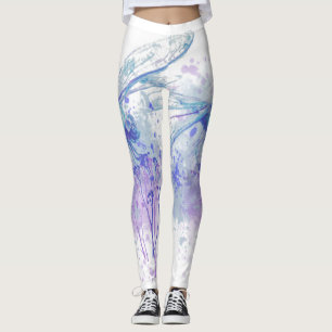 Legging Libélula original da aguarela na natureza malva