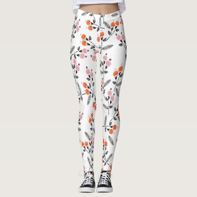 Legging Liberty Florals: bordado com títulos à mão (Frente)