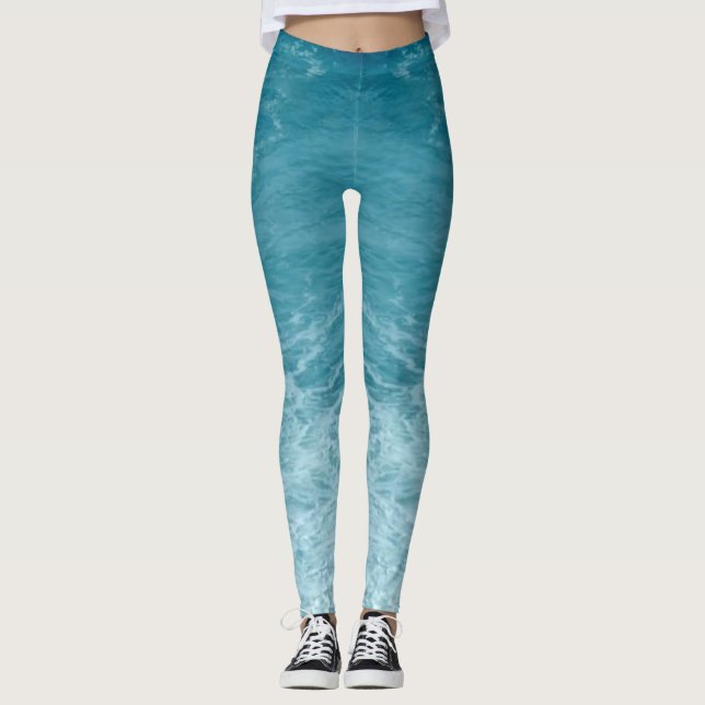 Legging Light Blue Music Ocean Waves Inspiron (Frente)