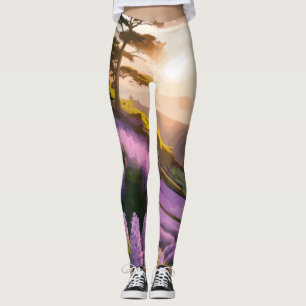 Legging Lilac Blooms: Arte ao Lado da Encosta no Brilho do