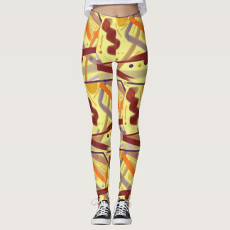 Legging Lilac Orange Dourada Burgundy Cream Tan Art Deco