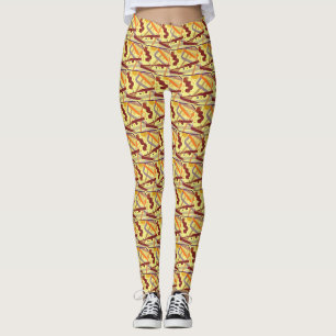 Legging Lilac Orange Dourado Burgundy Creme Bege Art Deco