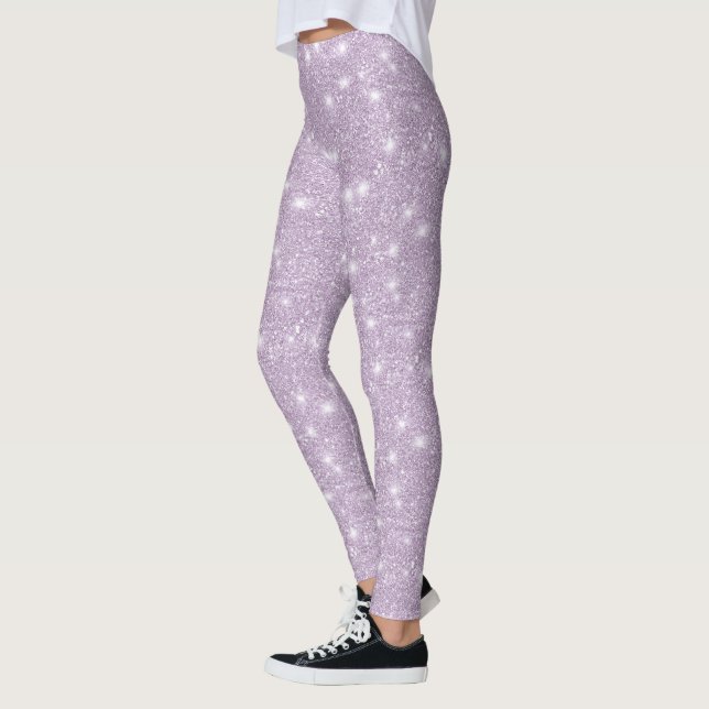 Legging Lilás Feminino Brilho Falso Glitter (Esquerda)