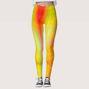 Legging Limão cor de laranja amarela, listras vermelhas, a