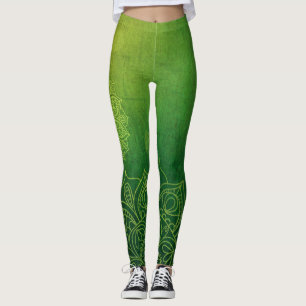 Legging Limão de limão escuro Flores de Lotus Yoga