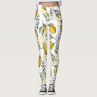 Legging Limão, ramos verdes: padrão de abstrato.