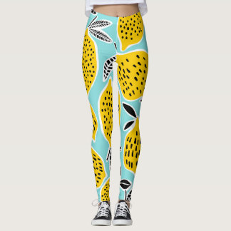 Legging Limão Vintage: Padrão Desenhado À Mão Sem Costura