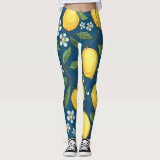 Legging Limões Amarelos: Padrão de Fruta Tropical.